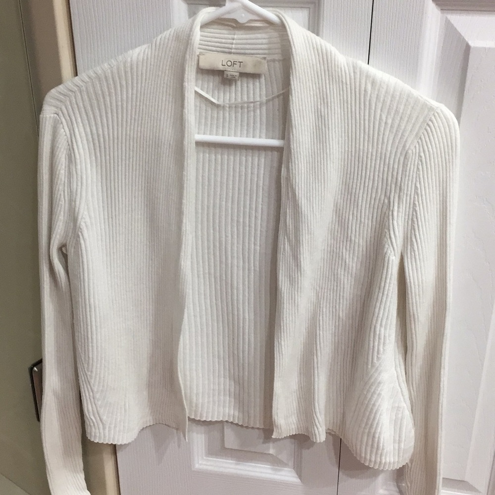 Loft lightweight no-close cardigan, cream-colored